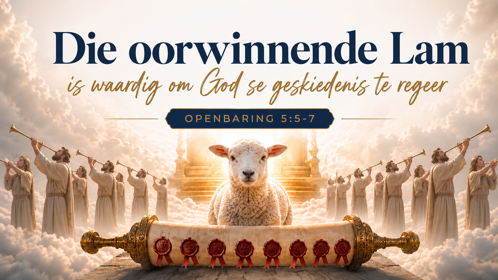 Die oorwinnende Lam is waardig om God se geskiedenis te regeer